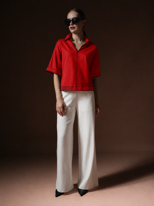 Martina Contrast Thread Top