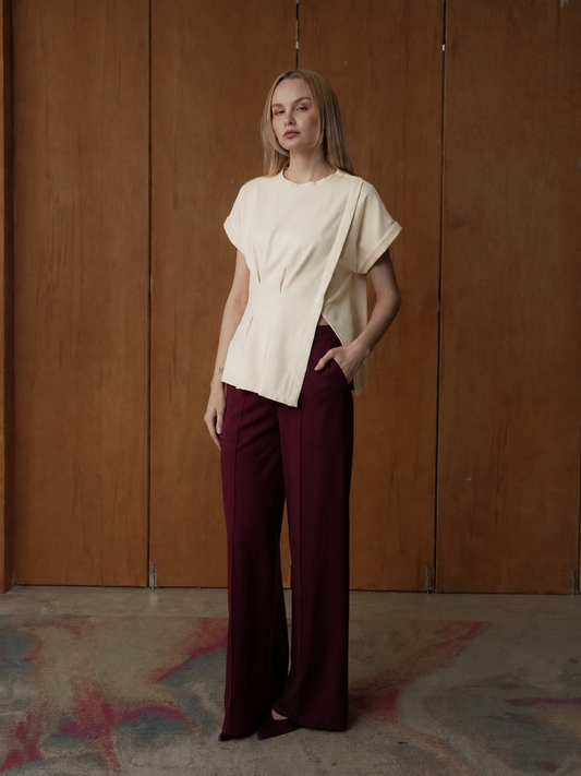 Alona Pleated Slit Top