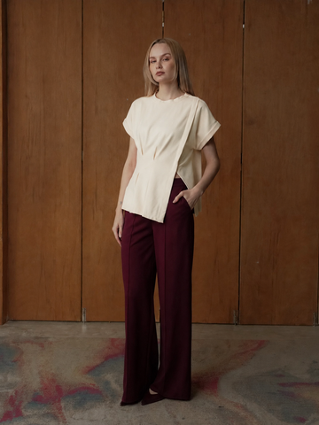 Alona Pleated Slit Top