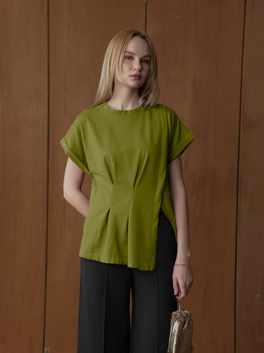 Alona Pleated Slit Top