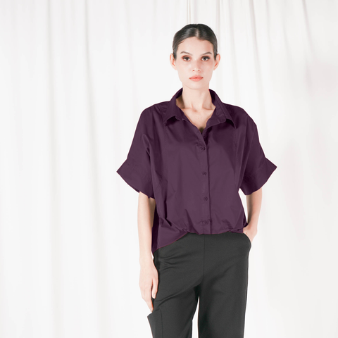 Alou Pleated Hem Polo Top