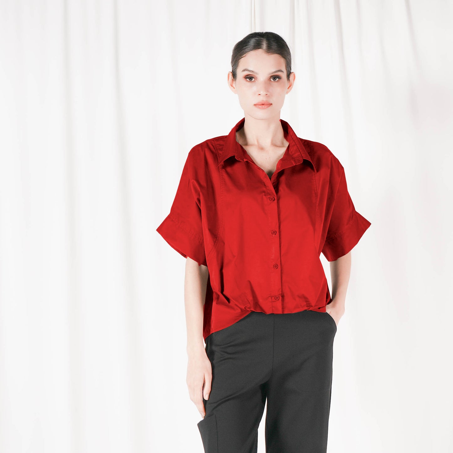 Alou Pleated Hem Polo Top