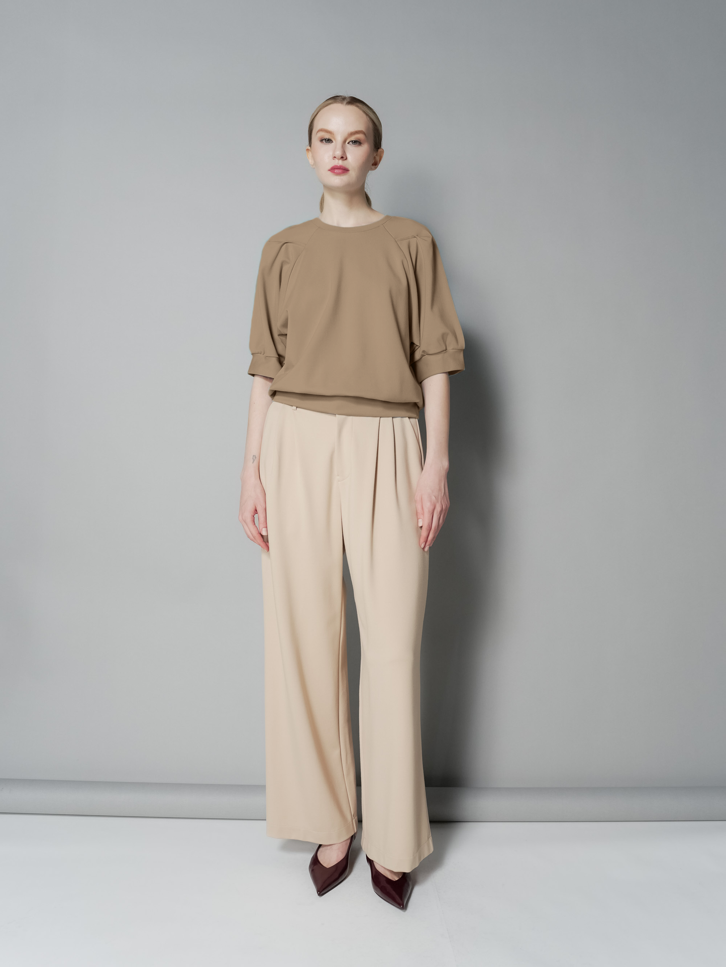 Cess Pleated Sleeve Top