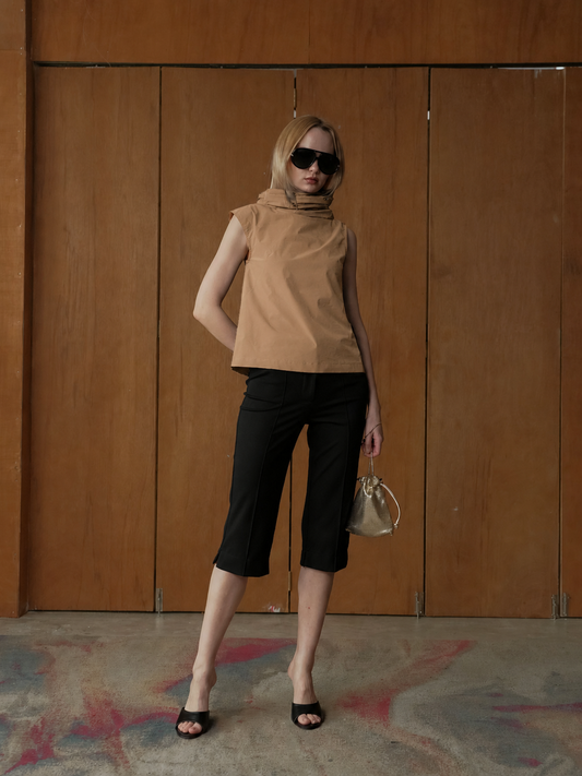 Doha Draped Collar Sleeveless Top