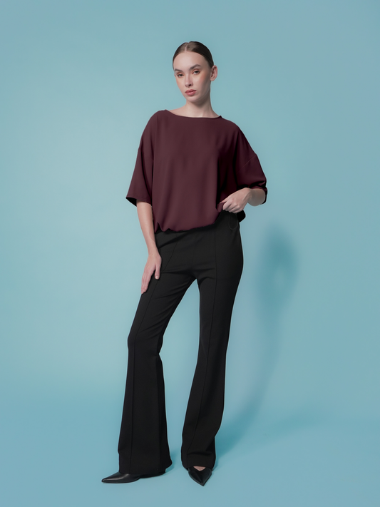 Elfie Crepe Toggle Hem Top