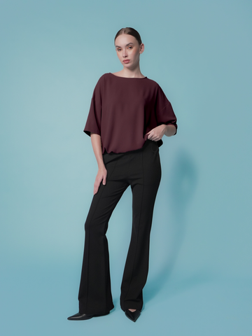 Elfie Crepe Toggle Hem Top