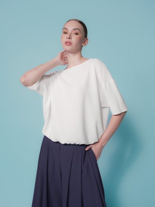 Elfie Crepe Toggle Hem Top