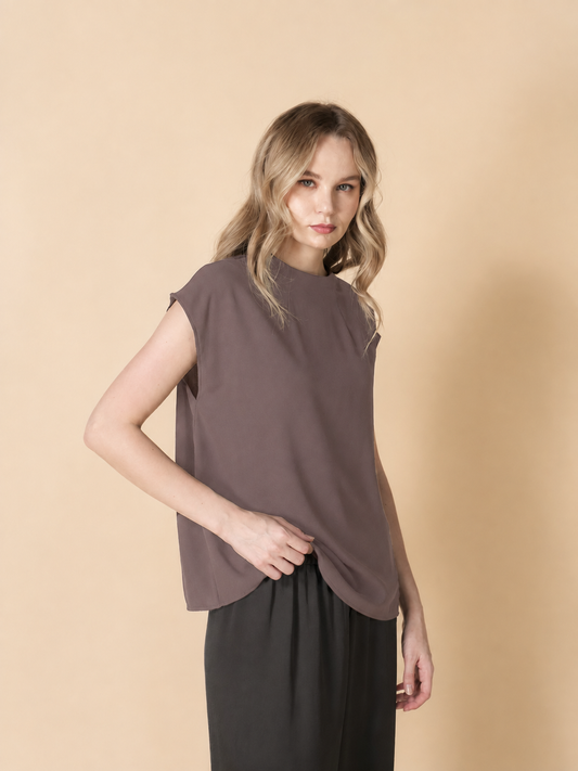 Ellis Crepe Zipped Top