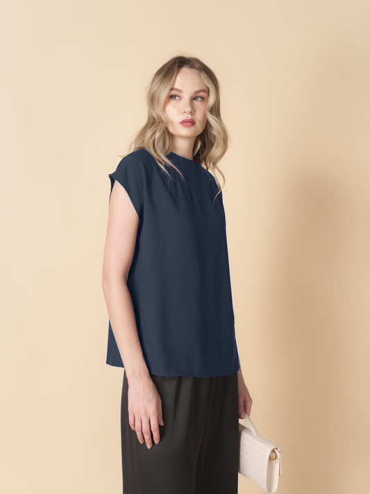 Ellis Crepe Zipped Top