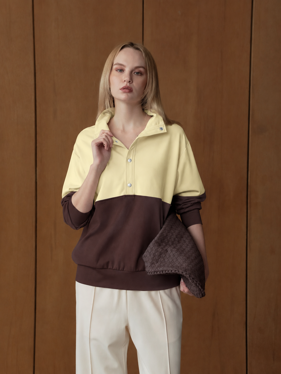 Fendy Two-tone Hi-neck Sweater