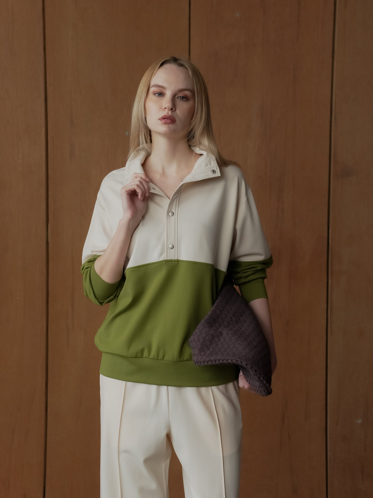 Fendy Two-tone Hi-neck Sweater