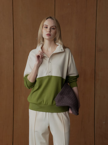Fendy Two-tone Hi-neck Sweater