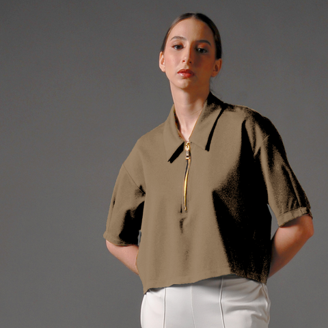 Joana Half Zip Collar Top