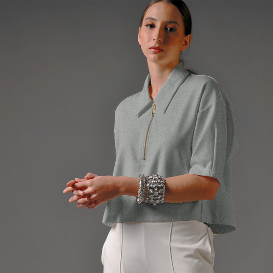 Joana Half Zip Collar Top