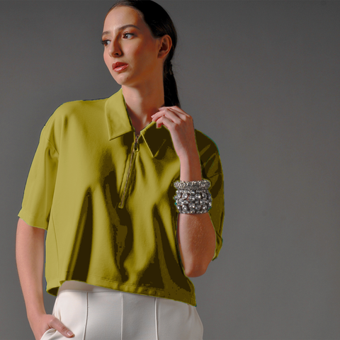 Joana Half Zip Collar Top