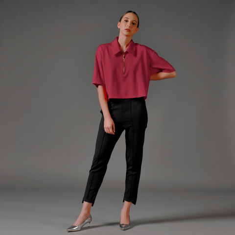 Joana Half Zip Collar Top
