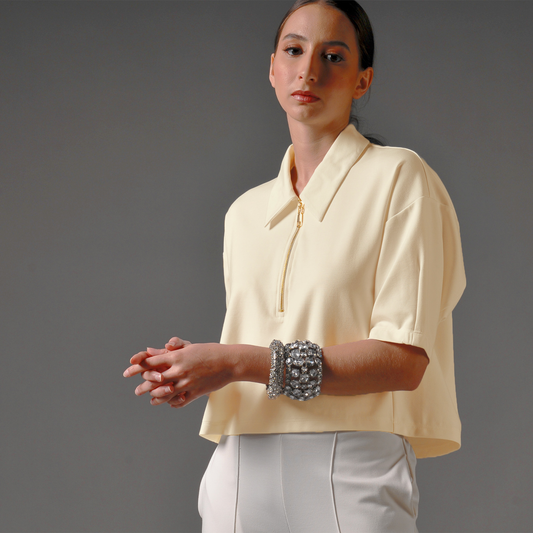 Joana Half Zip Collar Top