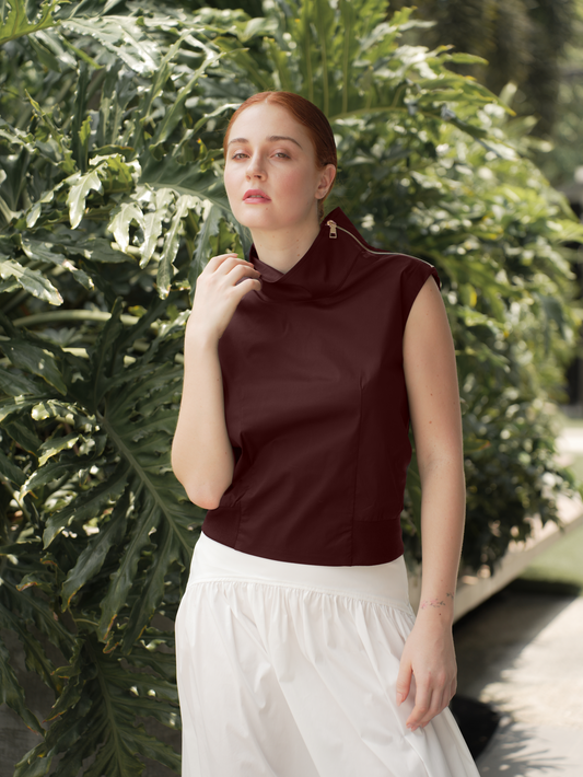 Julia Sleeveless Zip Top