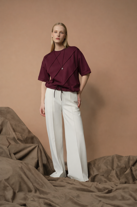 Lassy Slanted Pleats Top