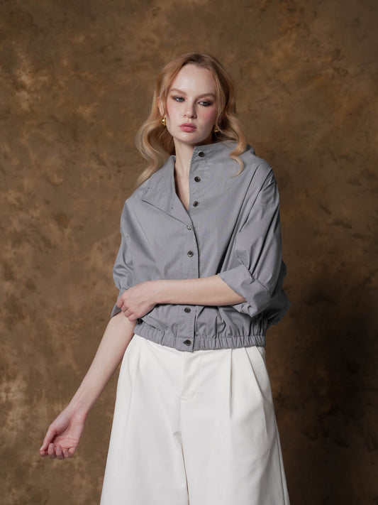 Romero Striped Hi-neck Jacket