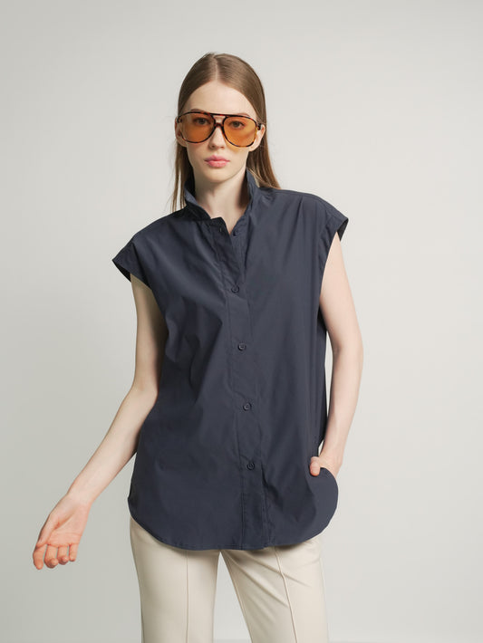 Lilo High Neck Buttondown Top