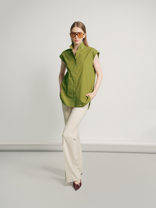 Lilo High Neck Buttondown Top