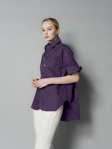 Megan Two-Tone Buttons Polo Top