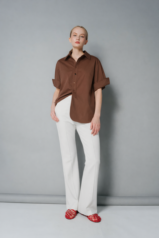 Megan Two-Tone Buttons Polo Top