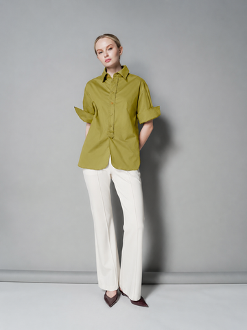 Megan Two-Tone Buttons Polo Top