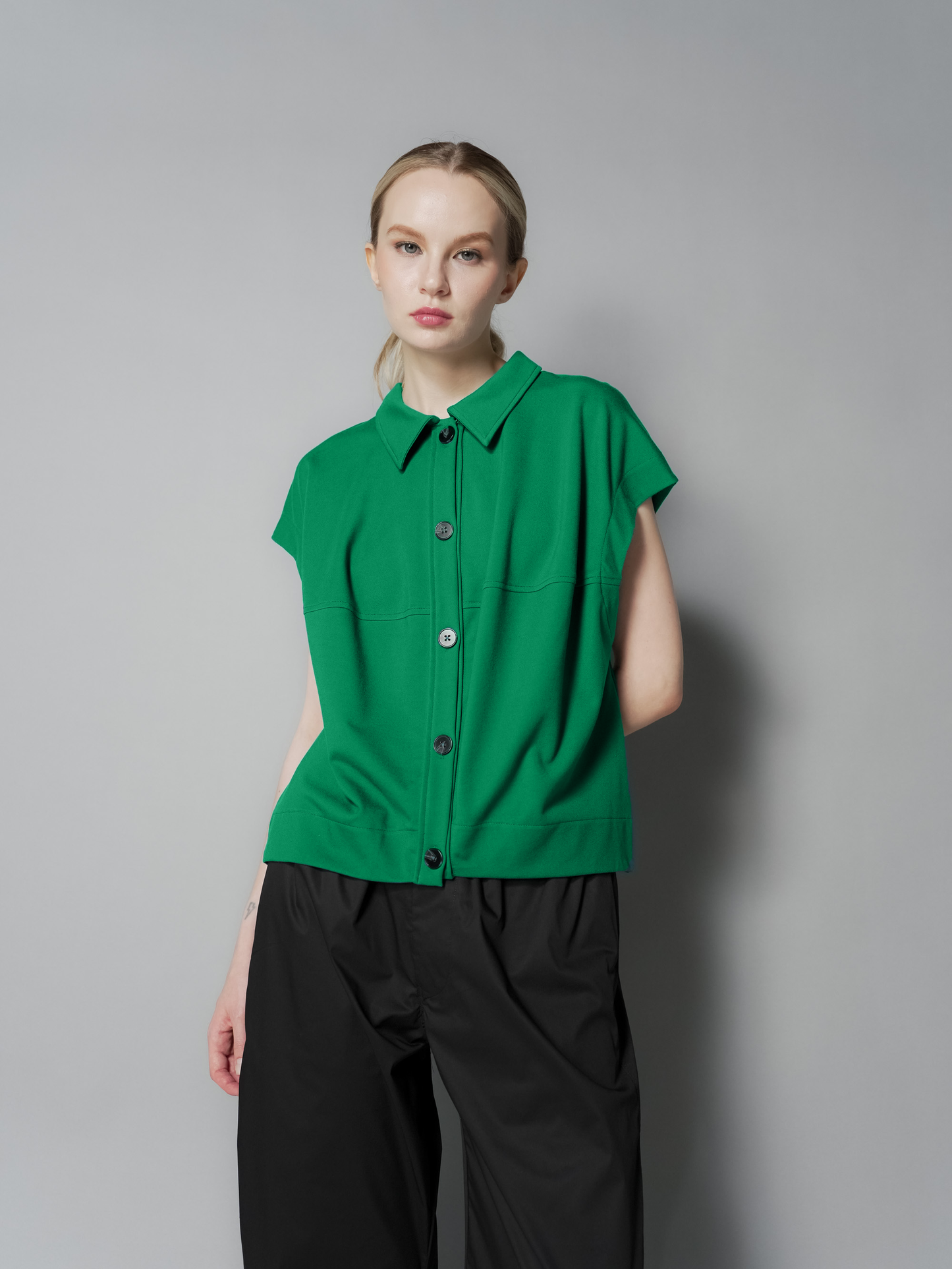 Mimi Contrast Buttondown Top