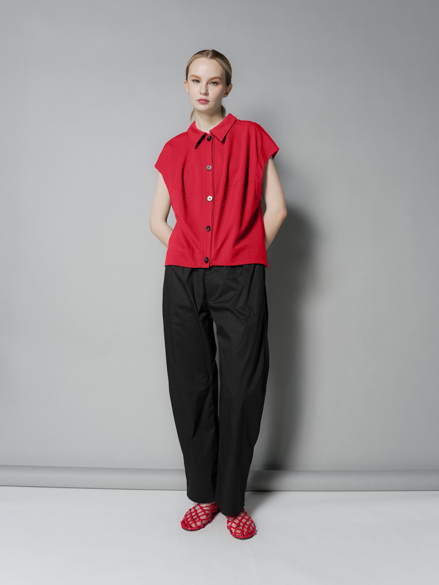 Mimi Contrast Buttondown Top