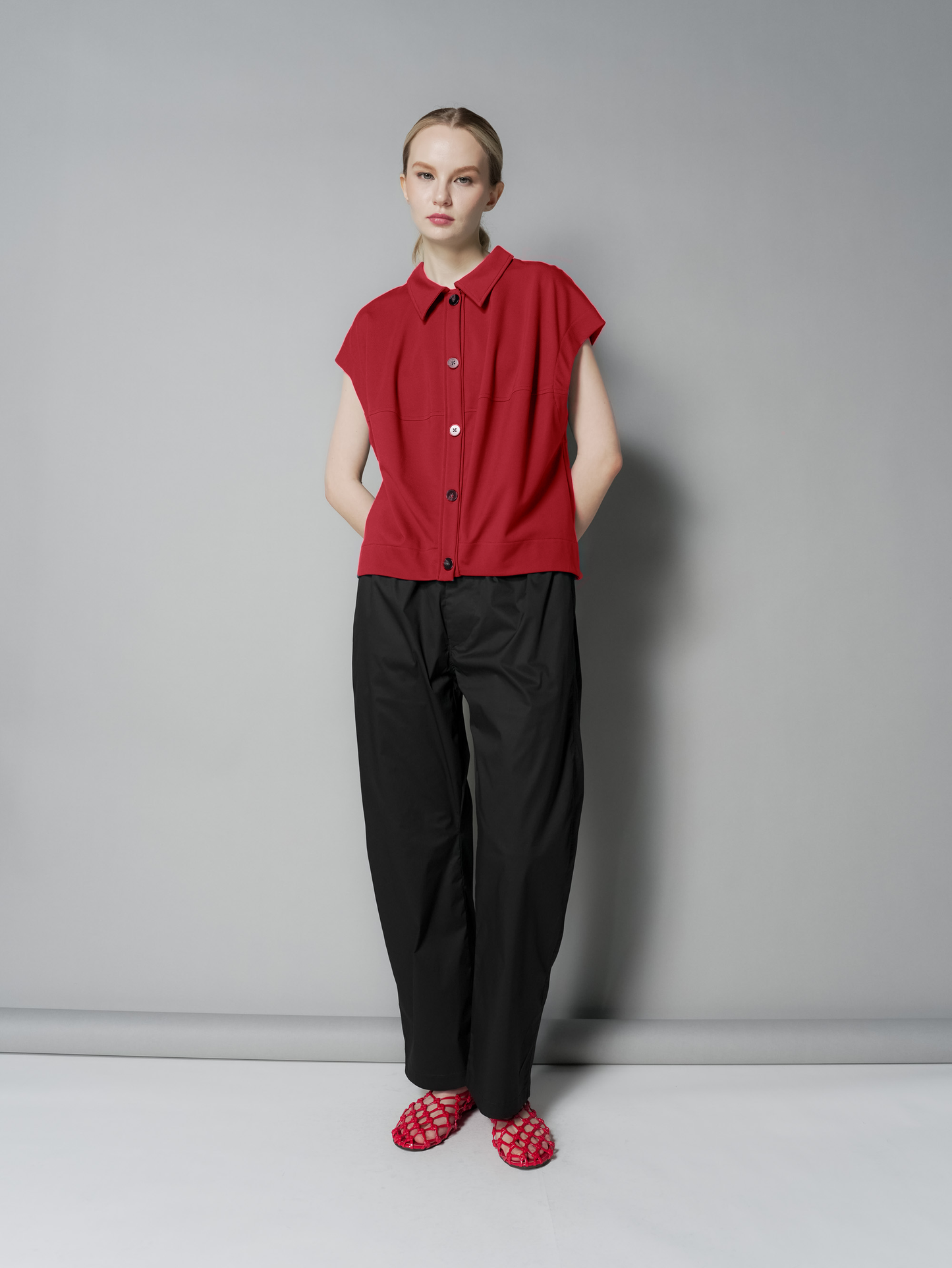 Mimi Contrast Buttondown Top