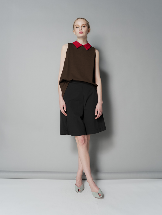 Mina Two-Tone Collar Sleeveless Top