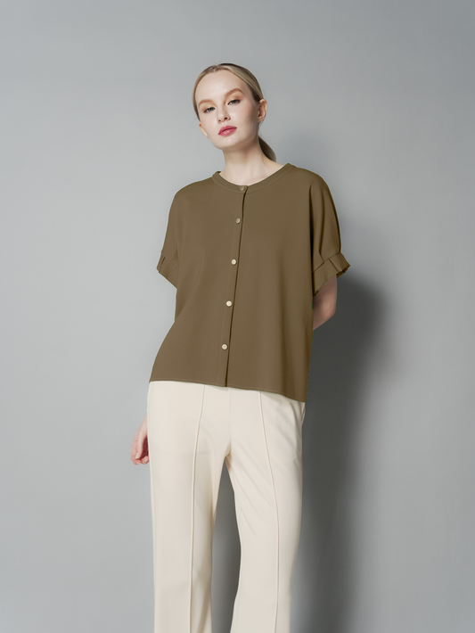 Ness Pleated Sleeves Top