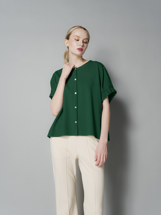 Ness Pleated Sleeves Top
