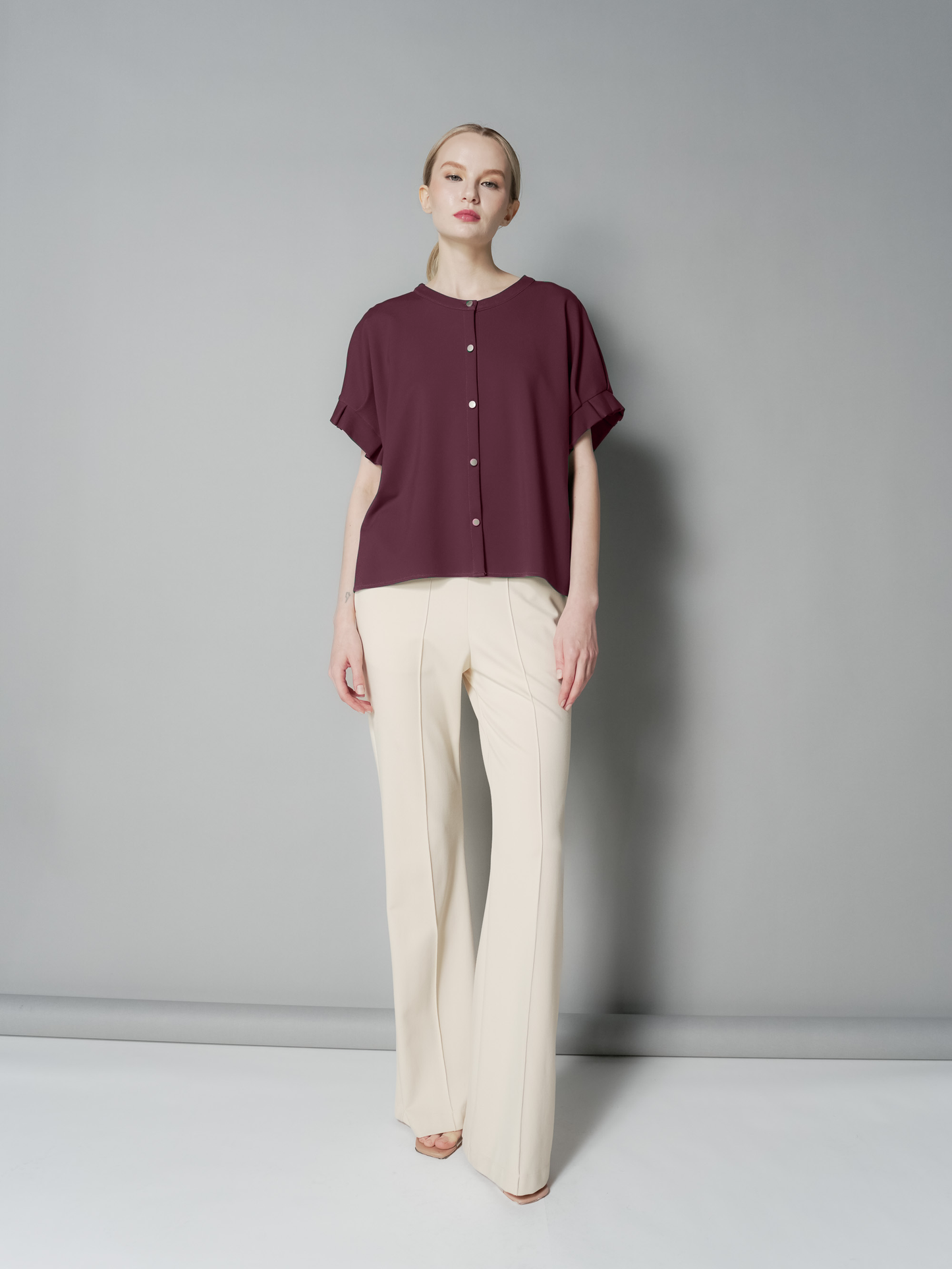 Ness Pleated Sleeves Top