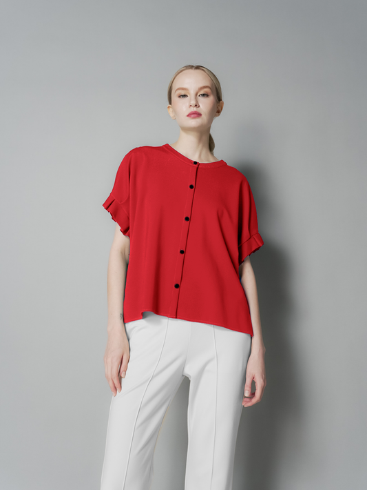Ness Pleated Sleeves Top
