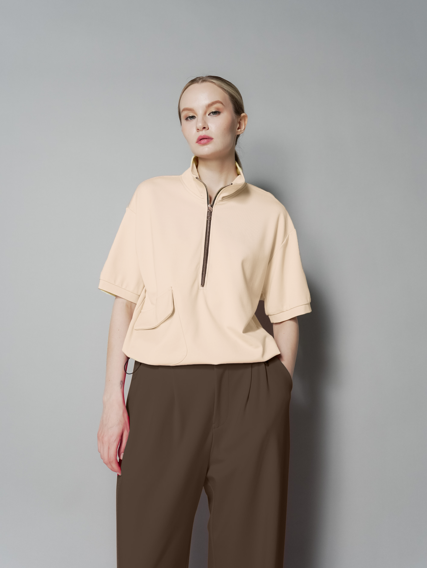 Queenie Zip Top with Pocket