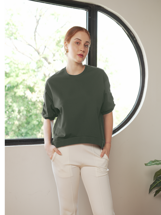 Rena Combi Top with Sleeve Shirring