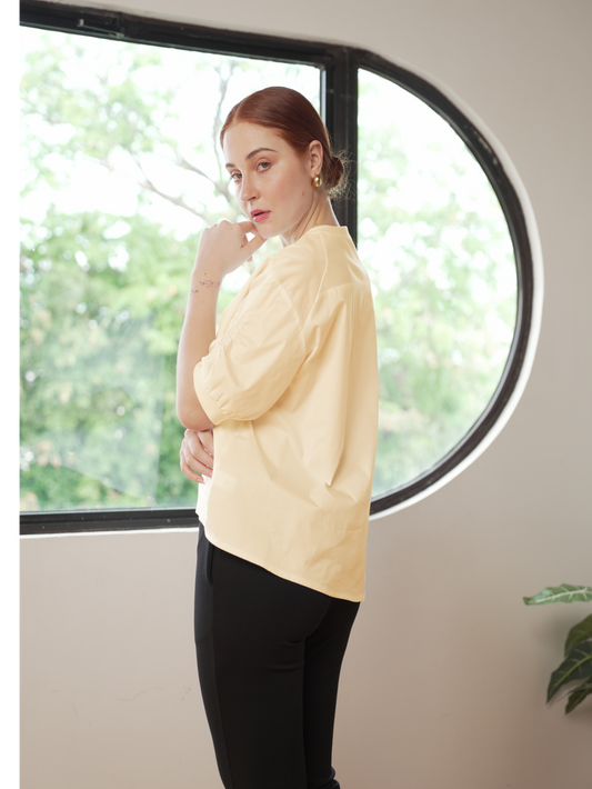 Rena Combi Top with Sleeve Shirring