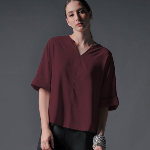 Risa Split Neck Loose Top