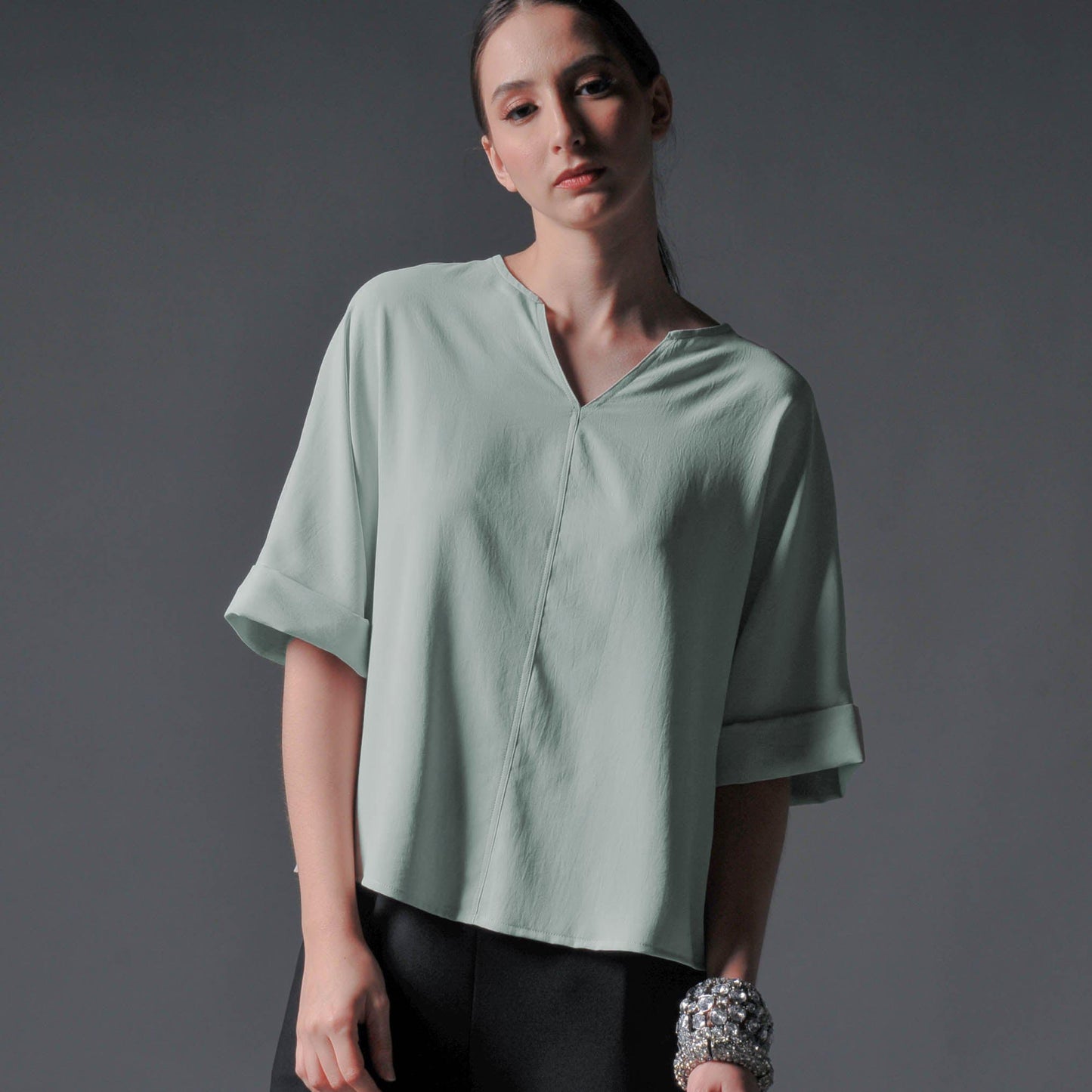 Risa Split Neck Loose Top