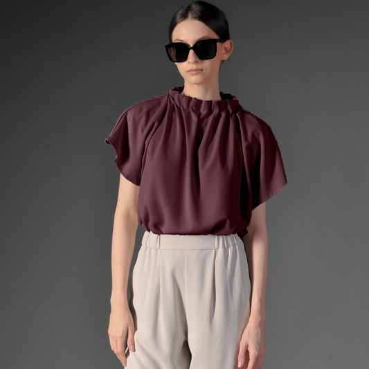 Rose Gathered Neck Top