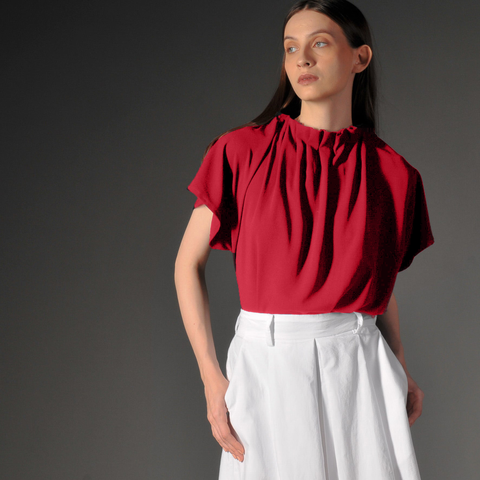 Rose Gathered Neck Top