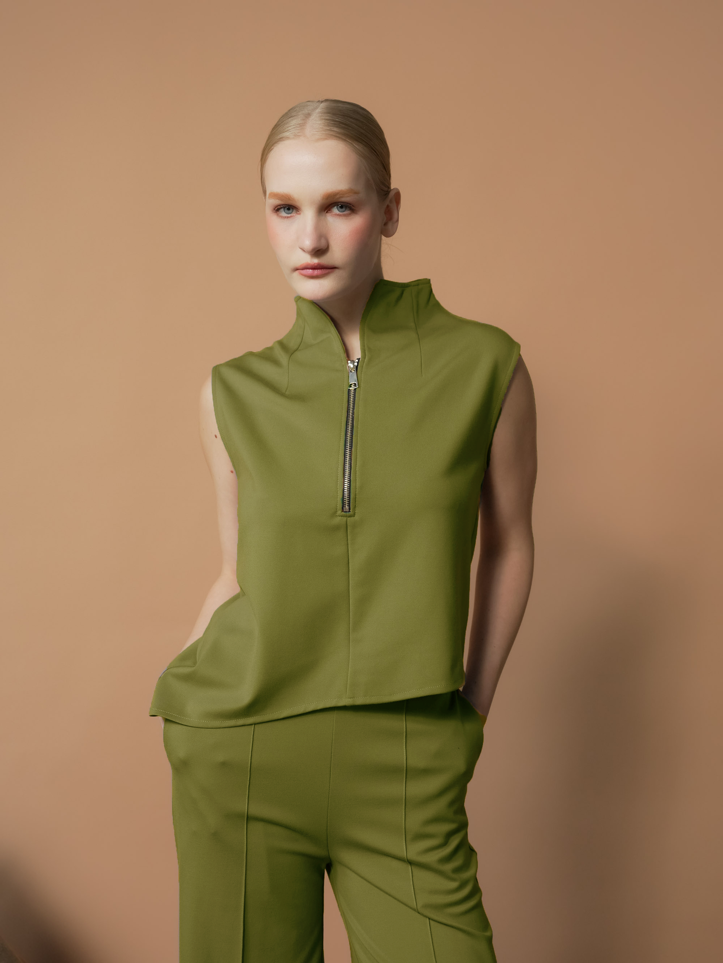 Selina Zipped High Neck Top