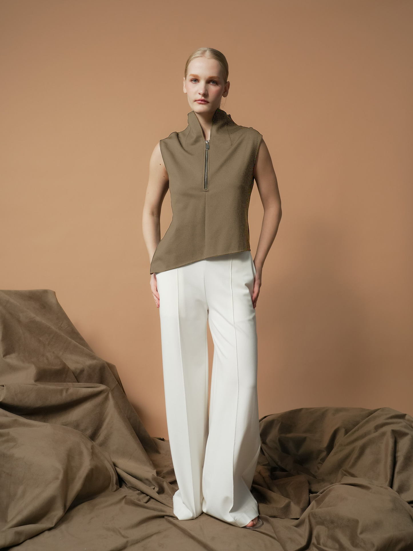 Selina Zipped High Neck Top