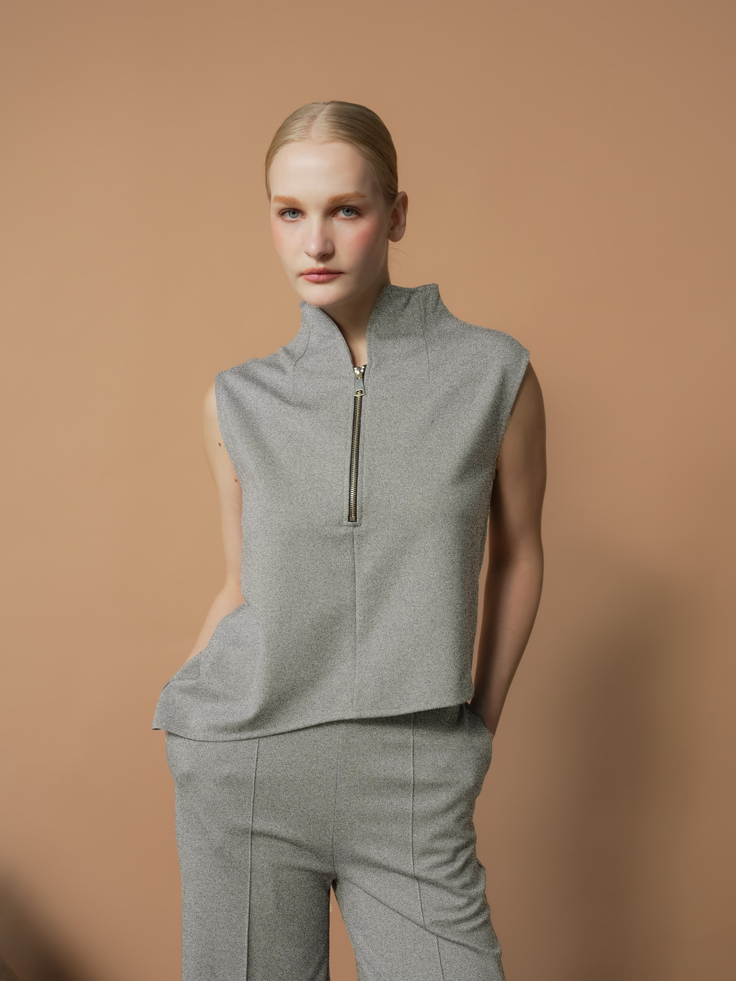 Selina Zipped High Neck Top