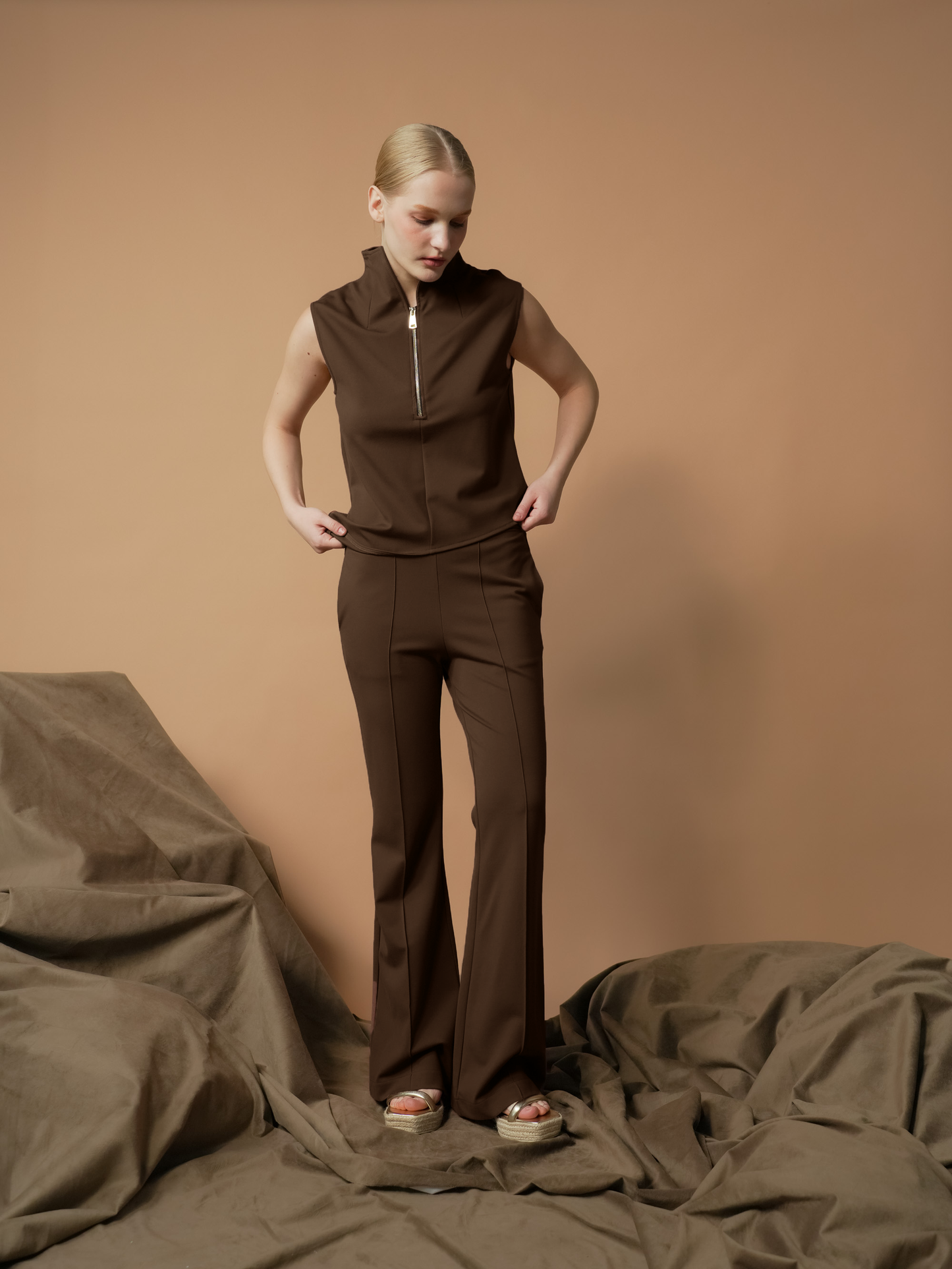 Selina Zipped High Neck Top