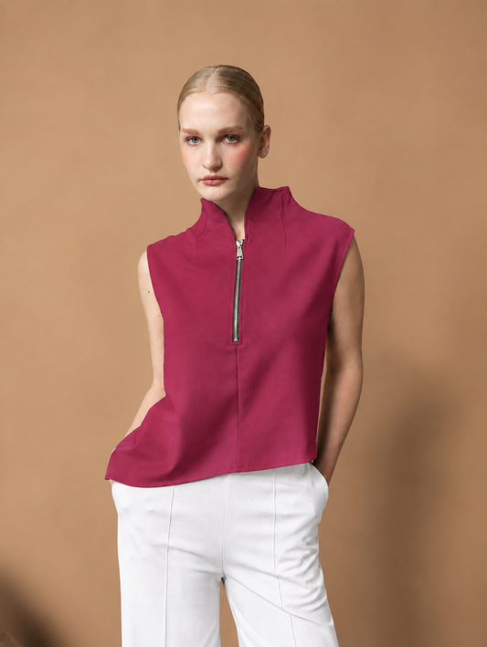 Selina Zipped High Neck Top