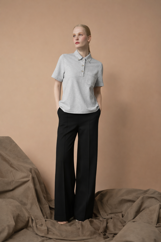 Yoya Contrast Thread Polo Top